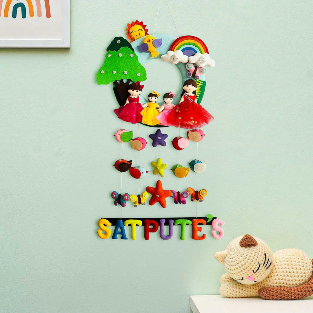 Photo Personalized Handmade Quilted Family Theme Felt Name Plate