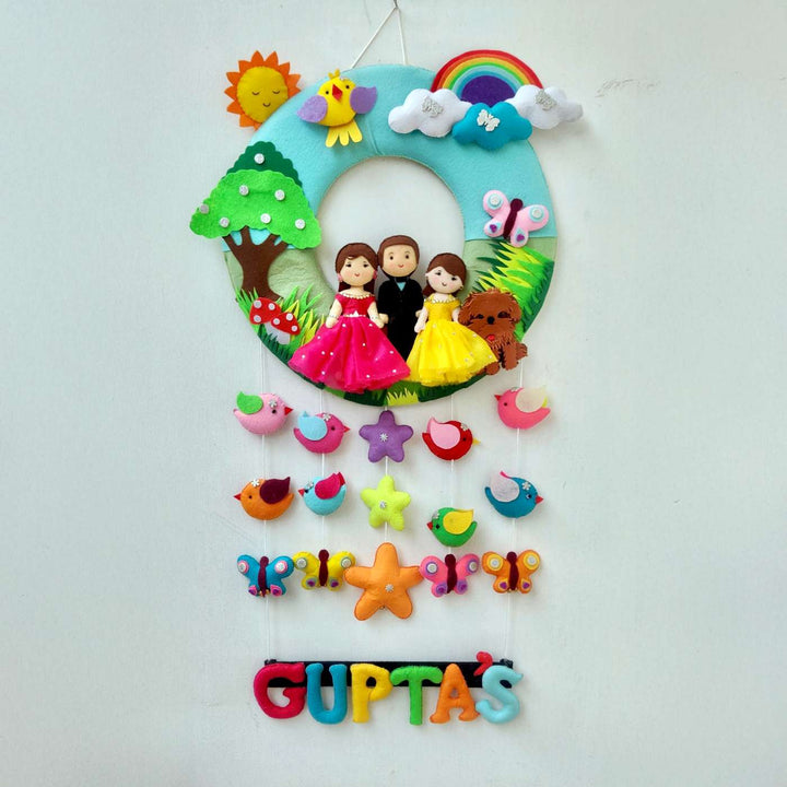 Photo Personalized Handmade Quilted Family Theme Felt Name Plate