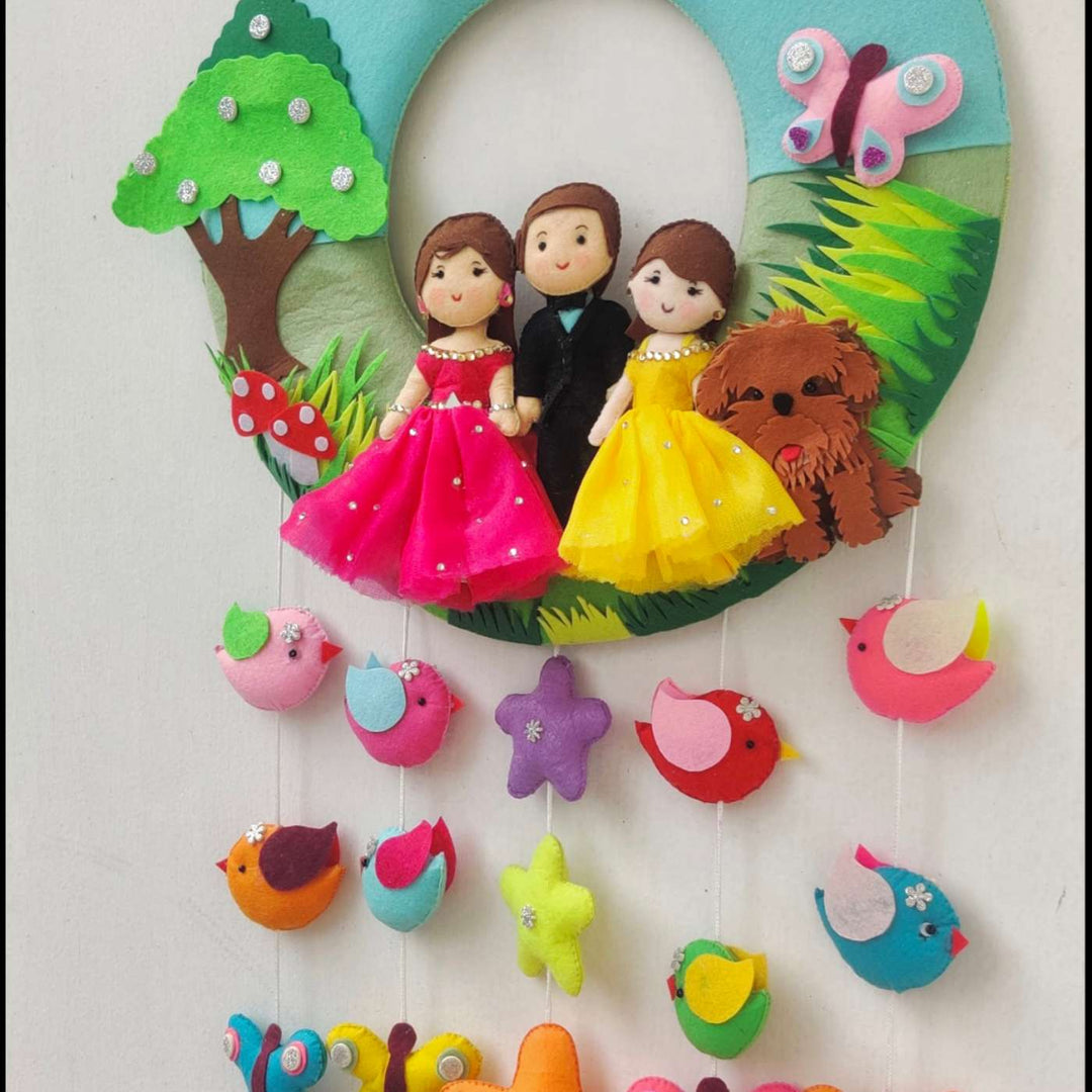 Photo Personalized Handmade Quilted Family Theme Felt Name Plate