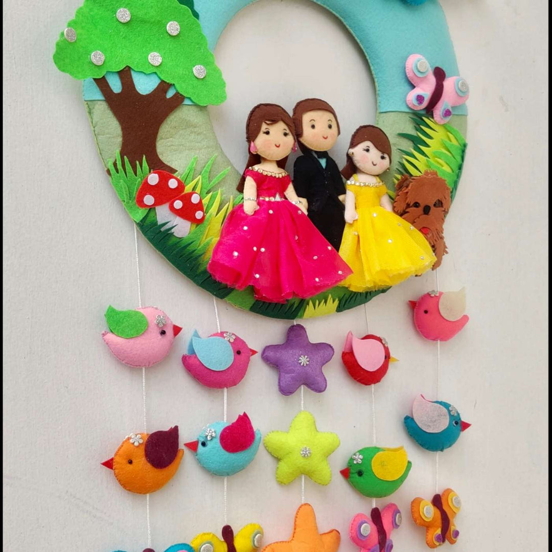 Photo Personalized Handmade Quilted Family Theme Felt Name Plate