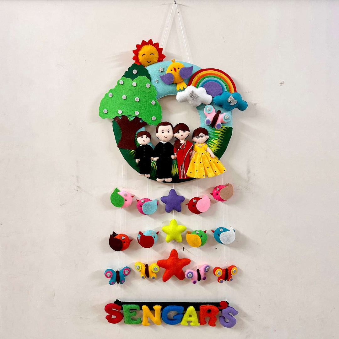 Photo Personalized Handmade Quilted Family Theme Felt Name Plate