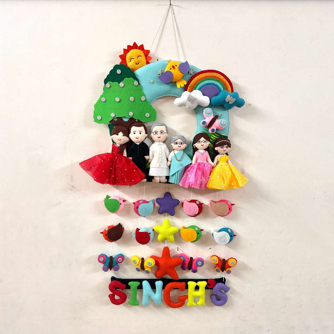 Photo Personalized Handmade Quilted Family Theme Felt Name Plate