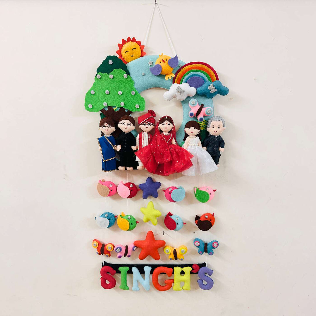 Photo Personalized Handmade Quilted Family Theme Felt Name Plate