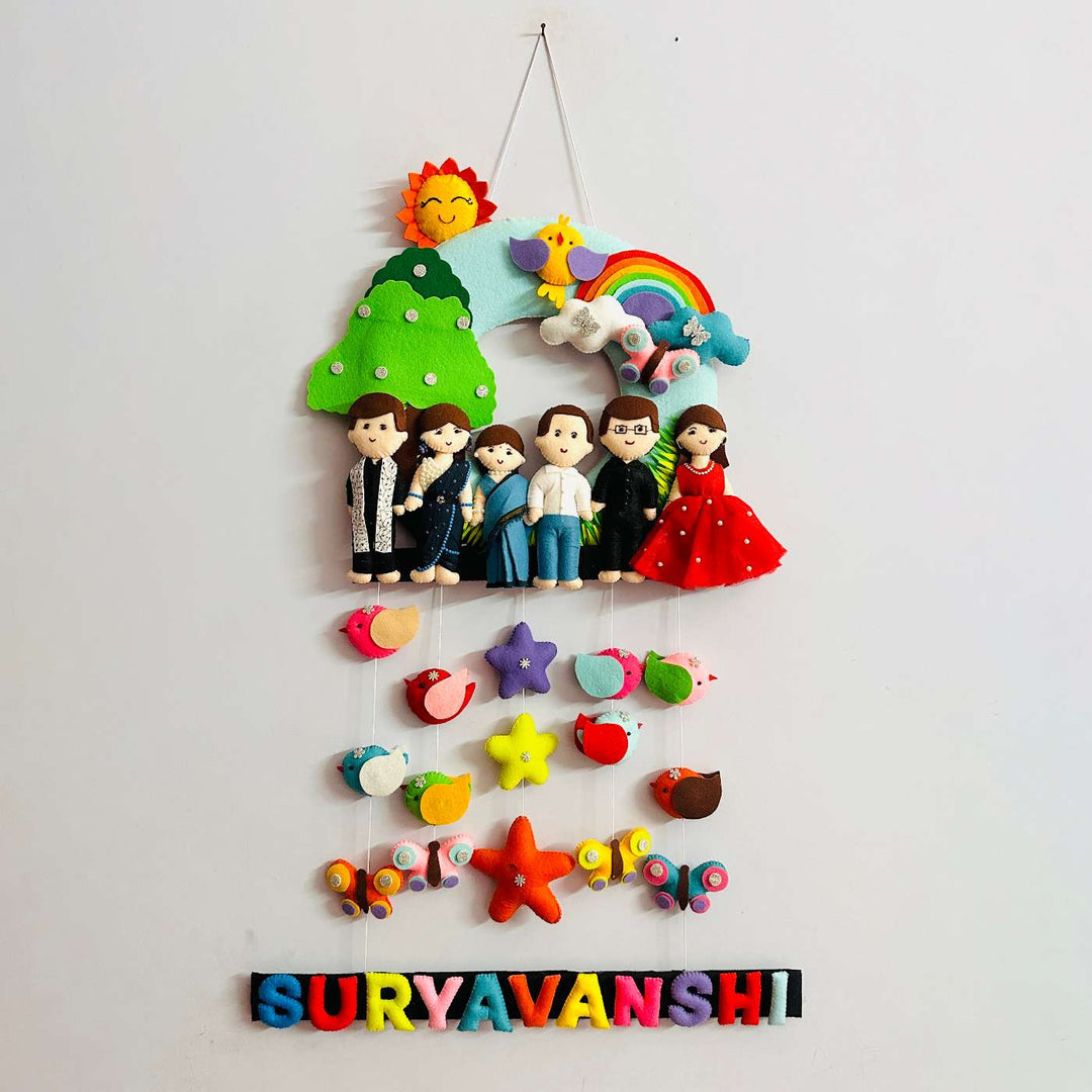 Photo Personalized Handmade Quilted Family Theme Felt Name Plate