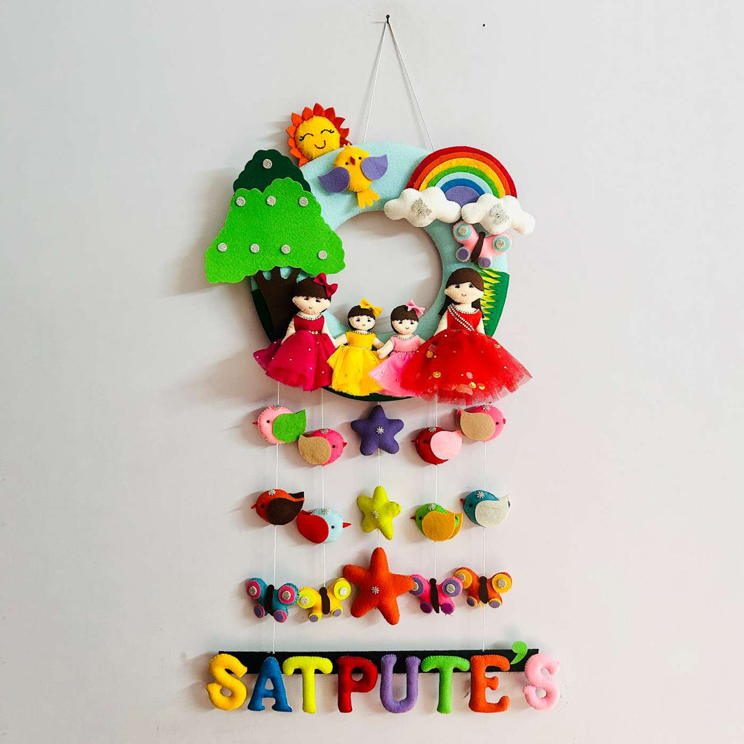 Photo Personalized Handmade Quilted Family Theme Felt Name Plate