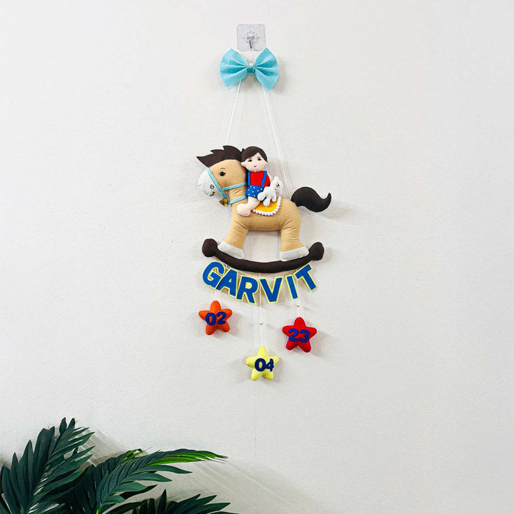 Personalized Handmade Horse Theme Felt Kids Name Plate With Date of Birth