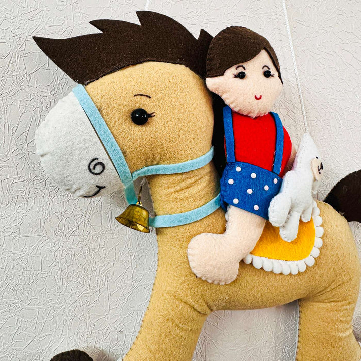 Personalized Handmade Horse Theme Felt Kids Name Plate With Date of Birth