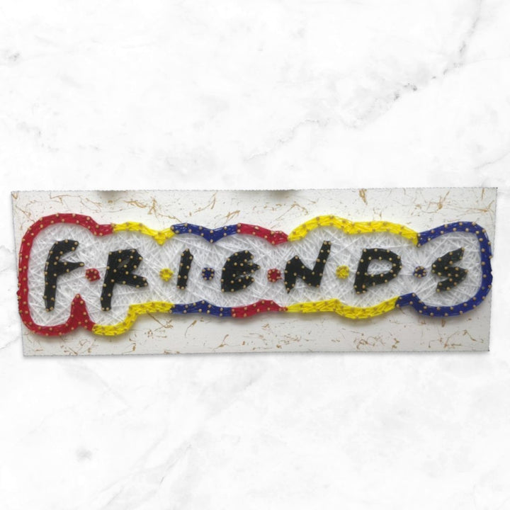 Photo Personalized Friends String Art Name Plate - Front View on White Background