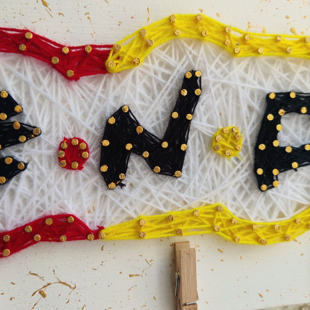 Photo Personalized Friends String Art Name Plate - Close-up of String Art Detail