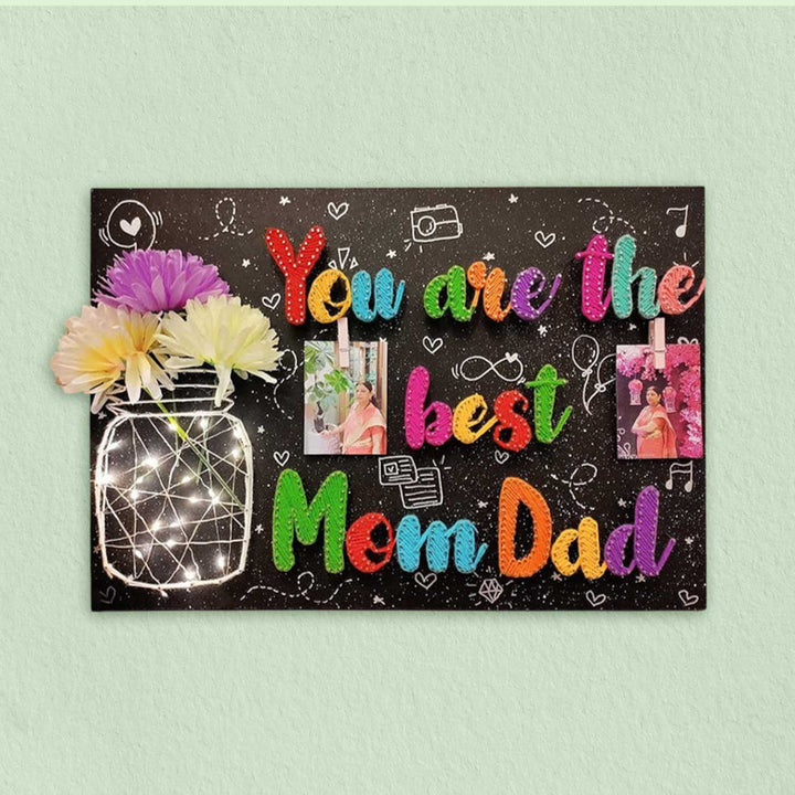 Photo Personalized Handmade String Art Mom Dad Theme Wooden Decorative Plaque