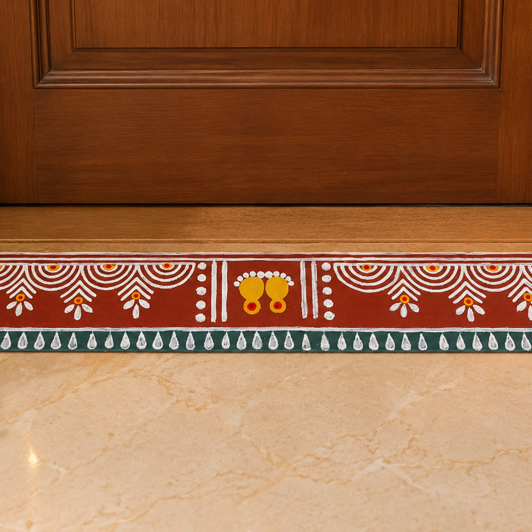 40 Inch | Reusable Handmade Radhachura Strip Fabric Rangoli Mat for Festive Entrance Decor