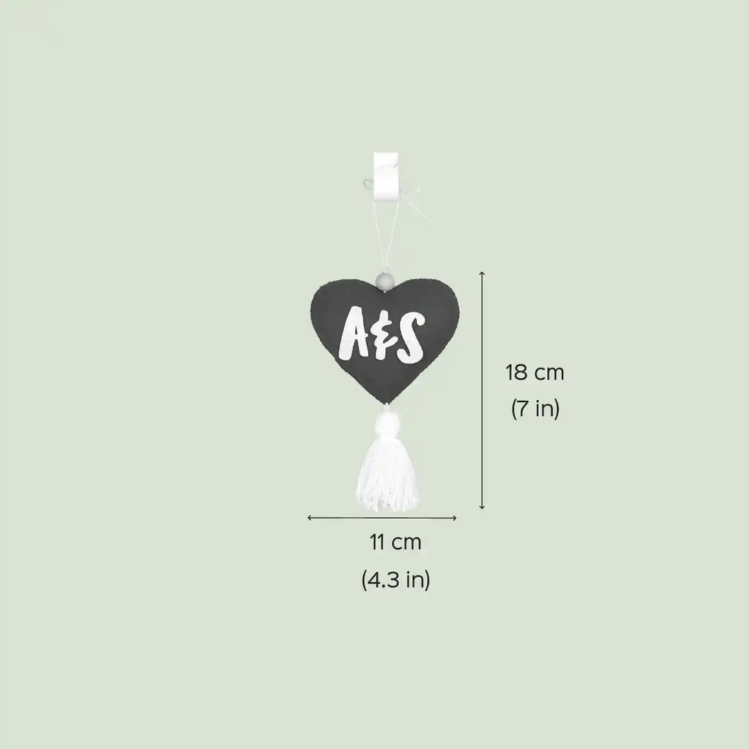Personalized Heart Shaped Felt Hanging With Tassel For Couples