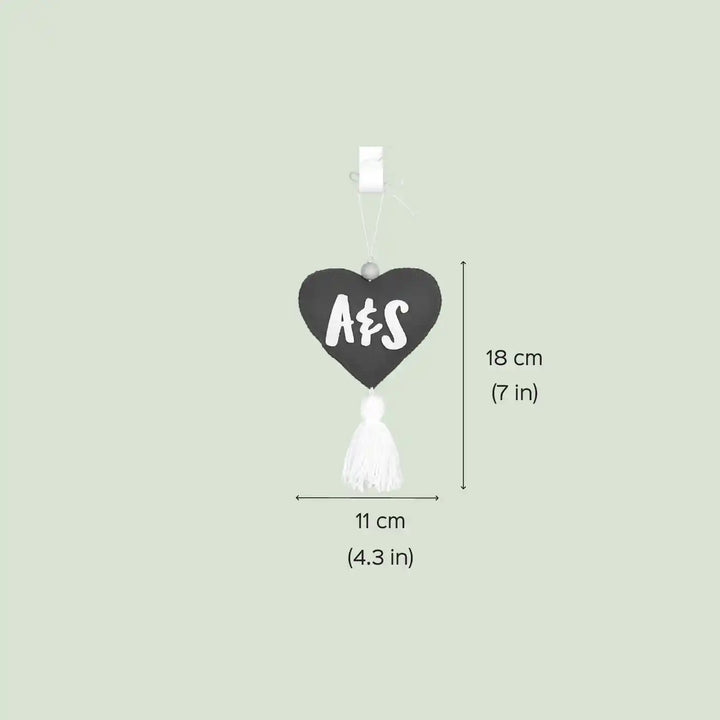 Personalized Heart Shaped Felt Hanging With Tassel For Couples