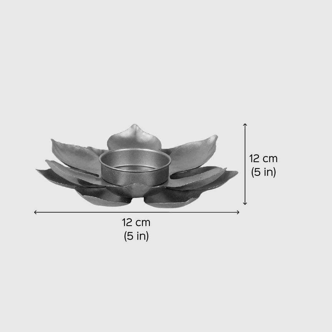 Handmade Copper Flower Iron Tealight Holder | Set of 4