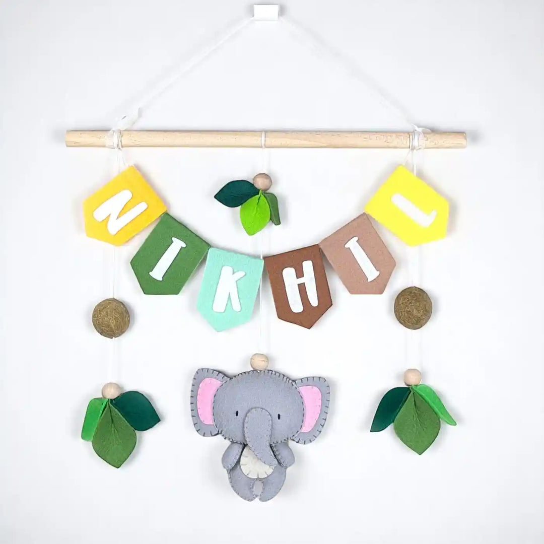 Personalized Handmade Animal Theme Felt Kids Name Plate