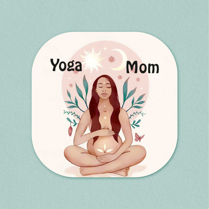 Hand-Painted Yoga Mom Theme MDF Wood Fridge Magnet For Mom To Be