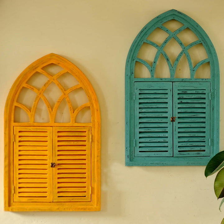 Fusion Triangle Wooden Window Distress Finish Frame Duo - Set of 2