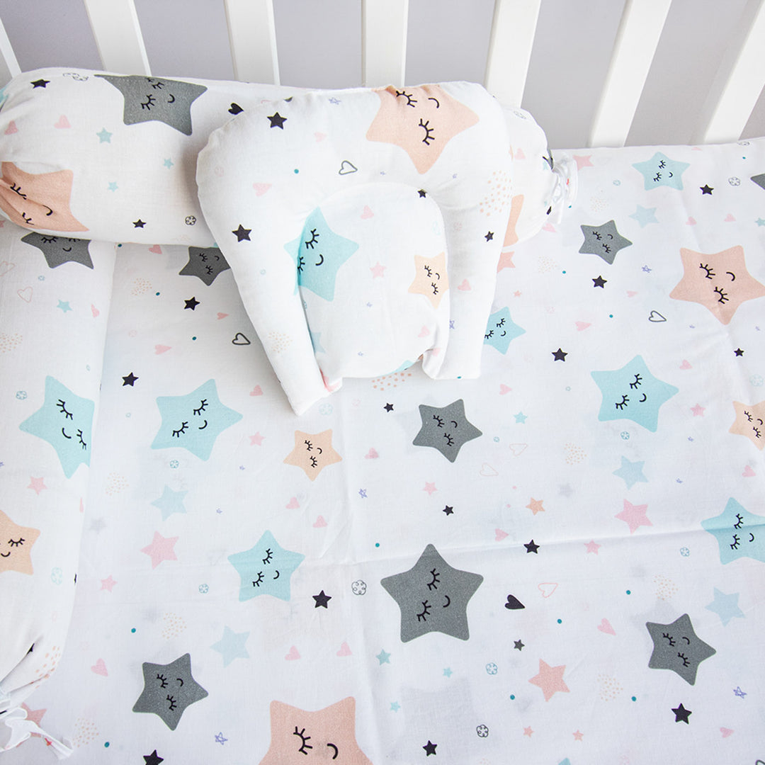 6 Pc | Personalized Star Theme Infant Bedding Gift Basket Set | 0-4 Years