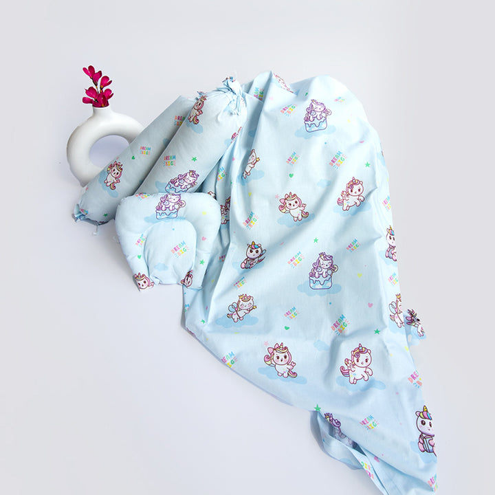 6 Pc | Personalized Unicorn Infant Bedding Gift Basket Set | 0-4 Years