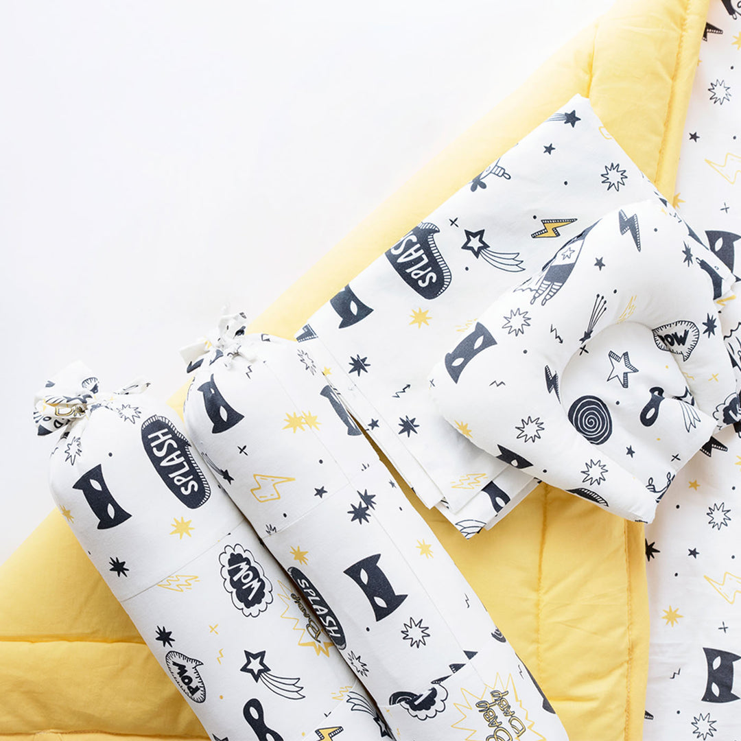 8 Pc | Personalized Superbaby Collective Bedding Gift Basket | 0-4 Years