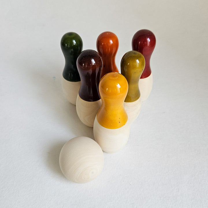 Wooden Mini Bowling Set | Handmade Etikopakka Active Play Toy | 3+ Years
