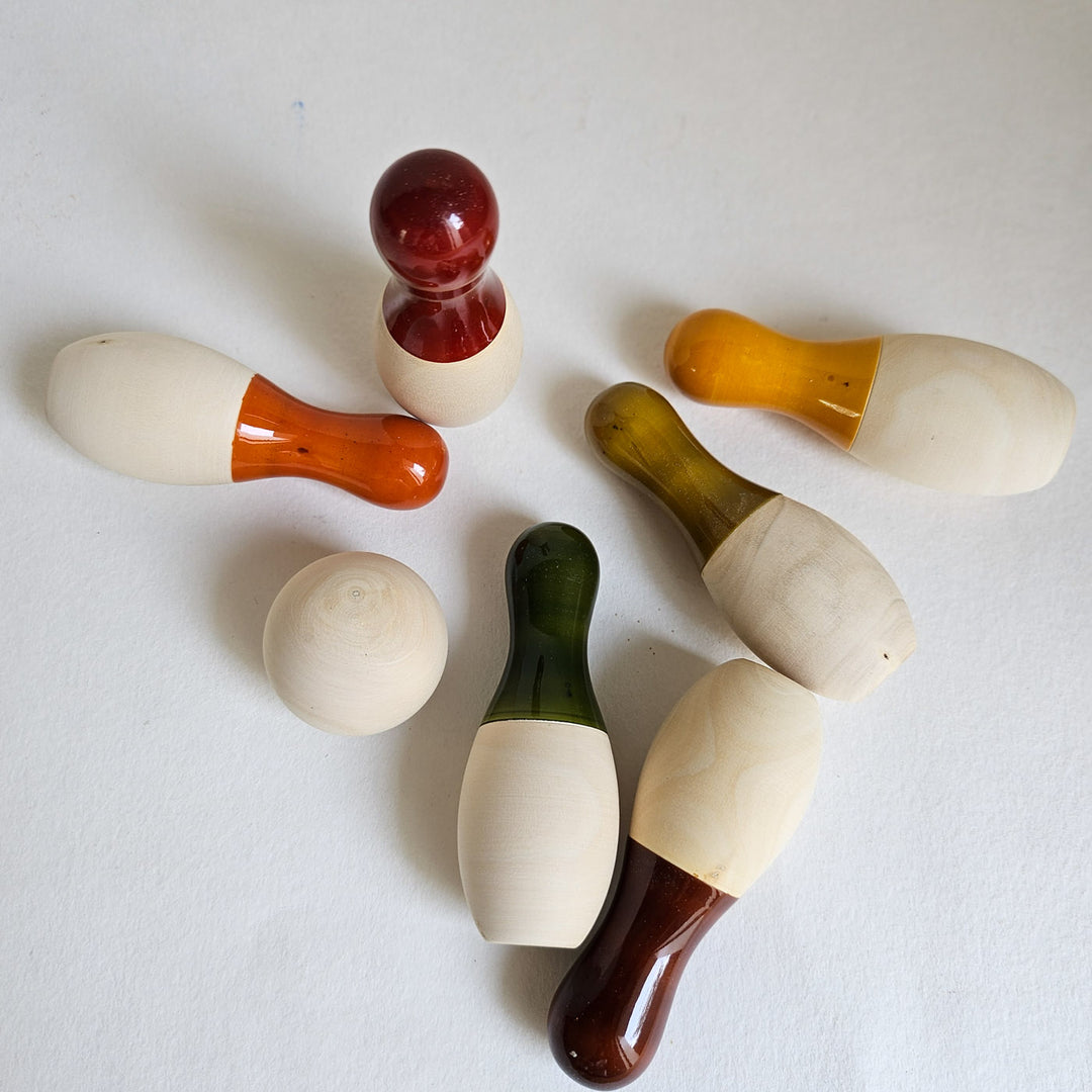 Wooden Mini Bowling Set | Handmade Etikopakka Active Play Toy | 3+ Years