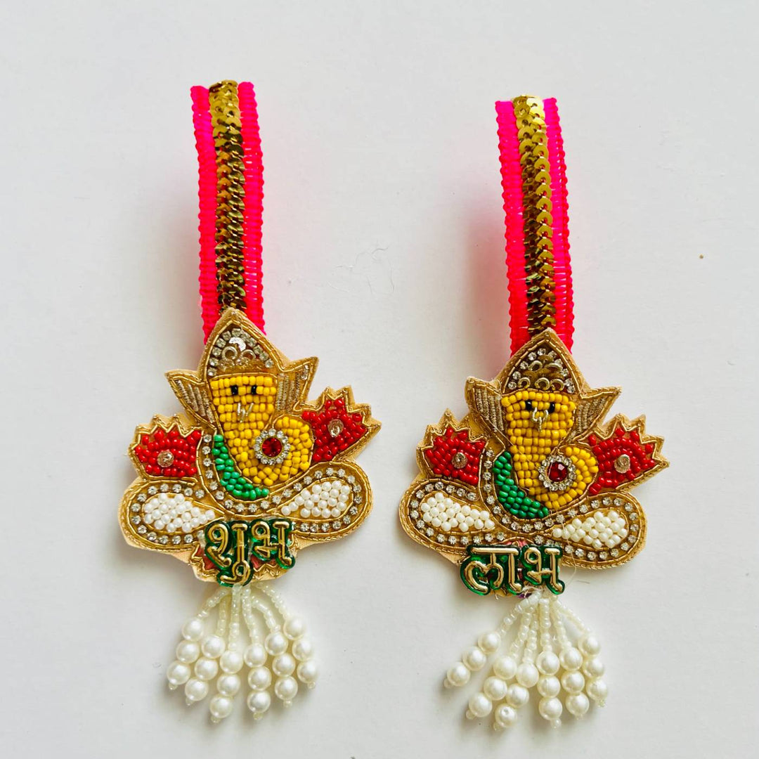 2 Pc | Handmade Beaded Ganesha Shubhlabh Hanging