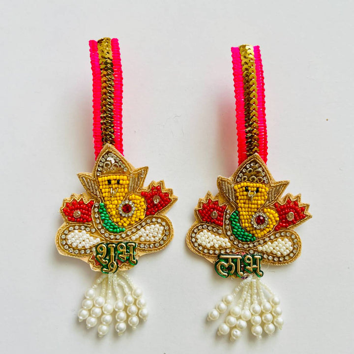 2 Pc | Handmade Beaded Ganesha Shubhlabh Hanging