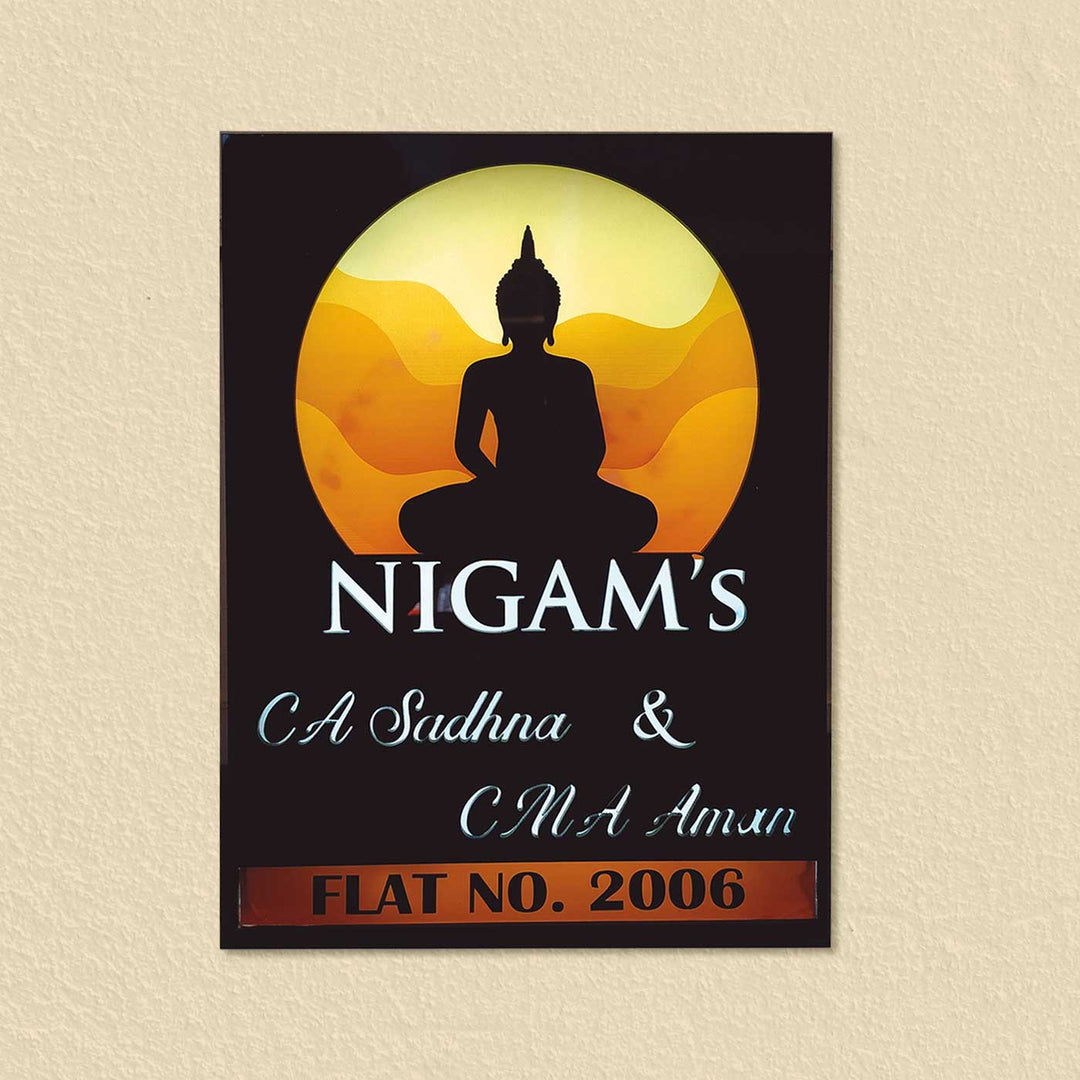 Personalized Gautam Buddha Theme Acrylic Name Plate