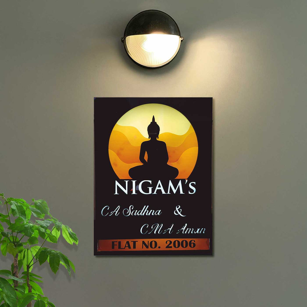 Personalized Gautam Buddha Theme Acrylic Name Plate