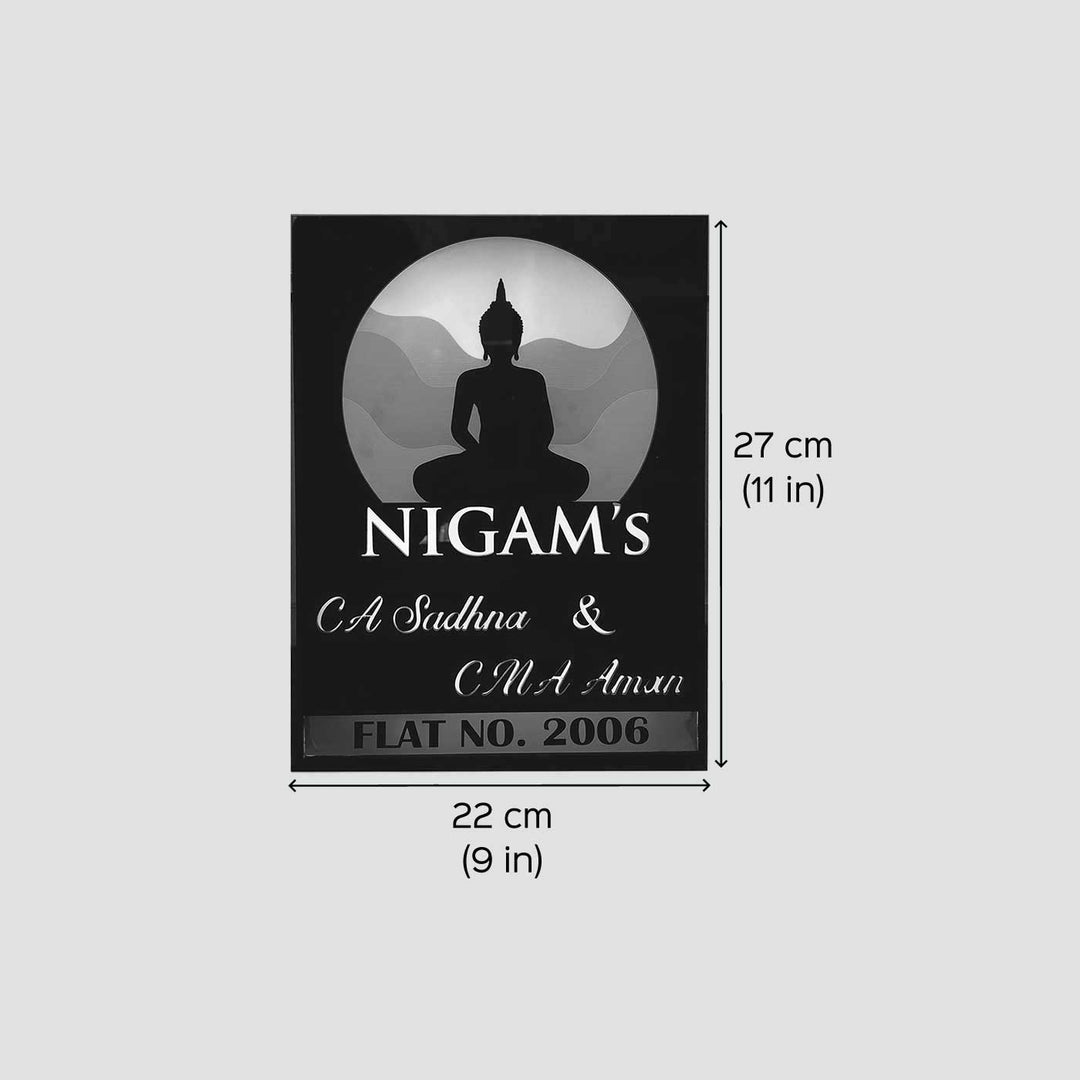Personalized Gautam Buddha Theme Acrylic Name Plate