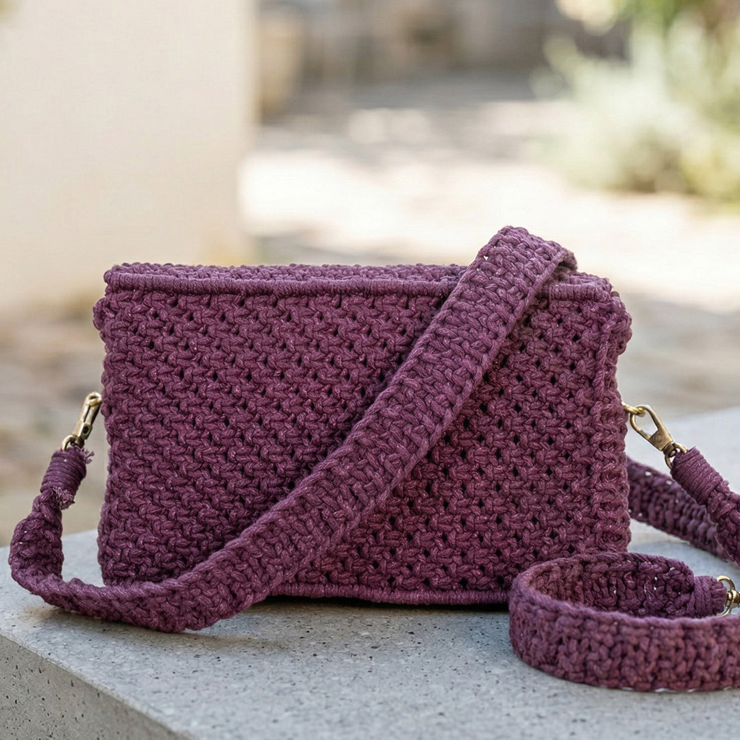 Hand-Knotted Macrame A Boxy Affair Sling Bag