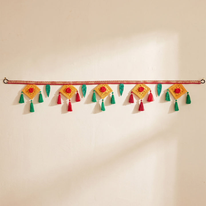 43 In | Suvarna Handcrafted Bamboo Toran With Colourful Accents For Festive Decor