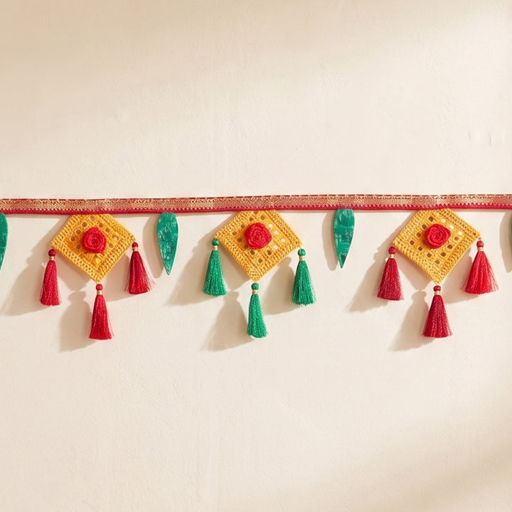 43 In | Suvarna Handcrafted Bamboo Toran With Colourful Accents For Festive Decor