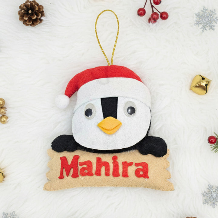 Personalized Penguin Felt Ornament For Christmas Tree Decoration
