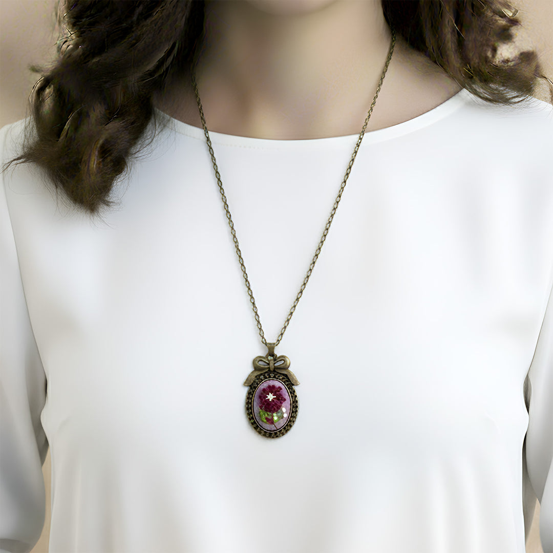 Hand Embroidered Wanderbloom Antique Finish Necklace
