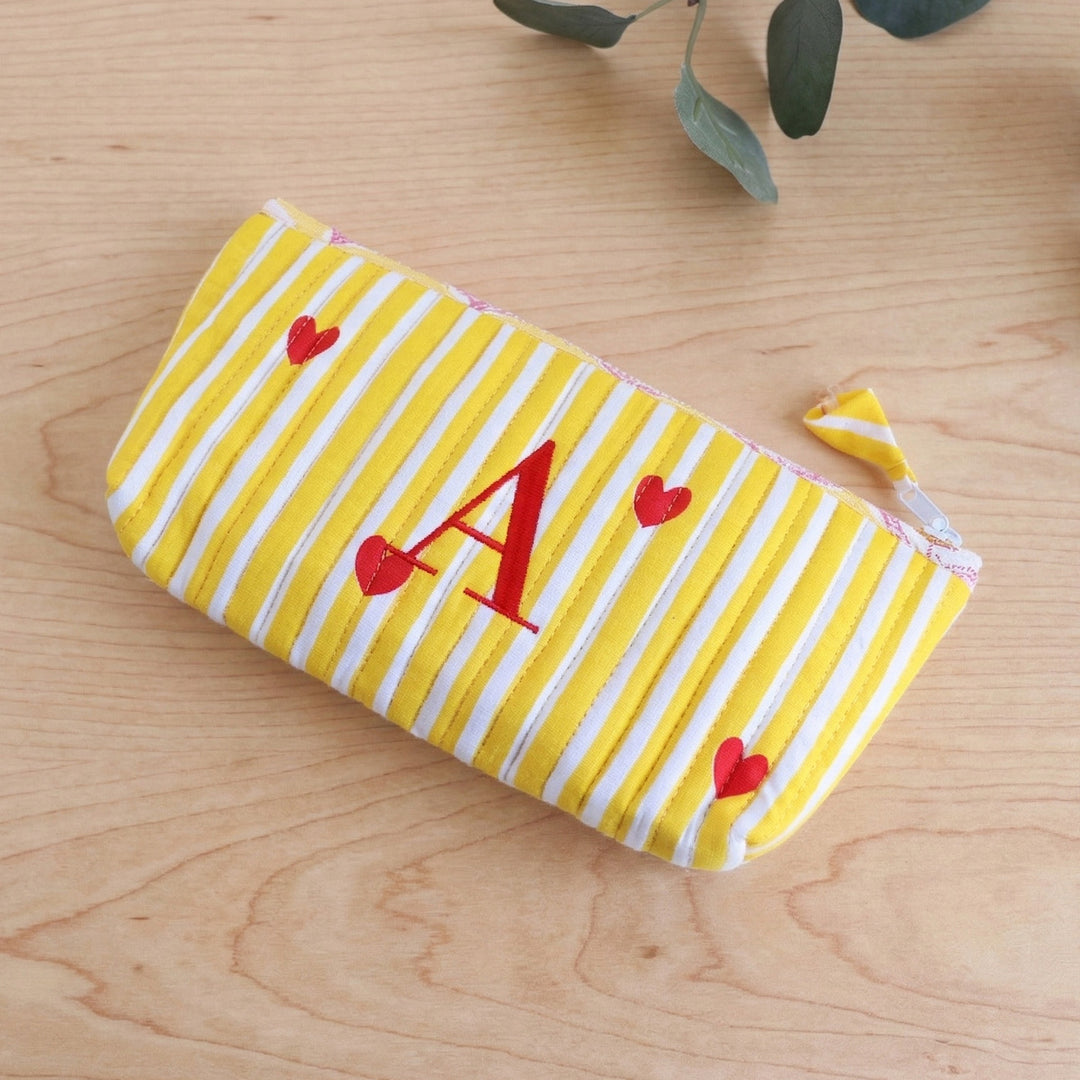 Personalized Heart Theme Monogram Utility Pouch