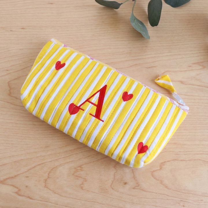 Personalized Heart Theme Monogram Utility Pouch