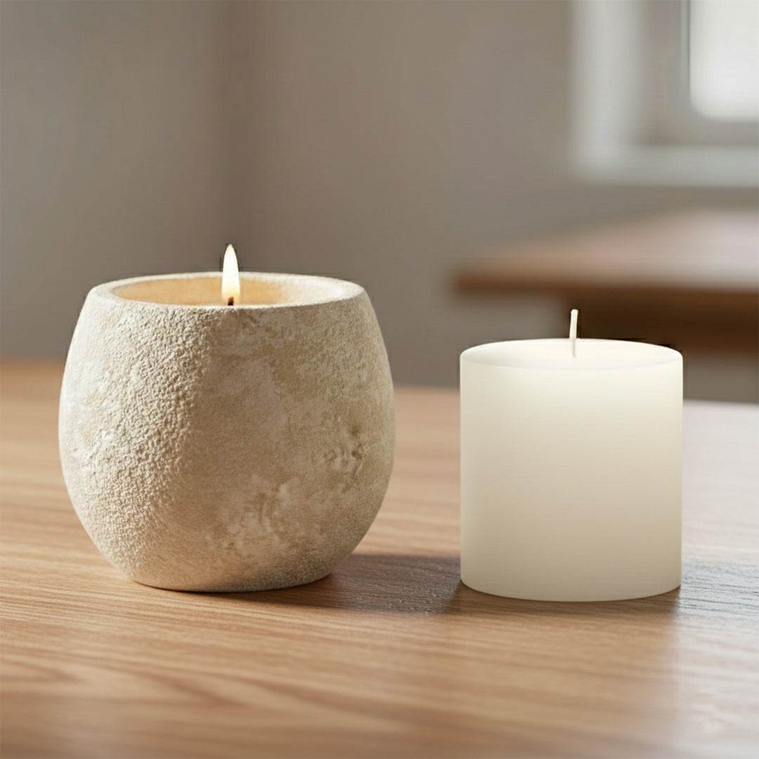 Vintage Finish Terracotta Candle Holder With Candle