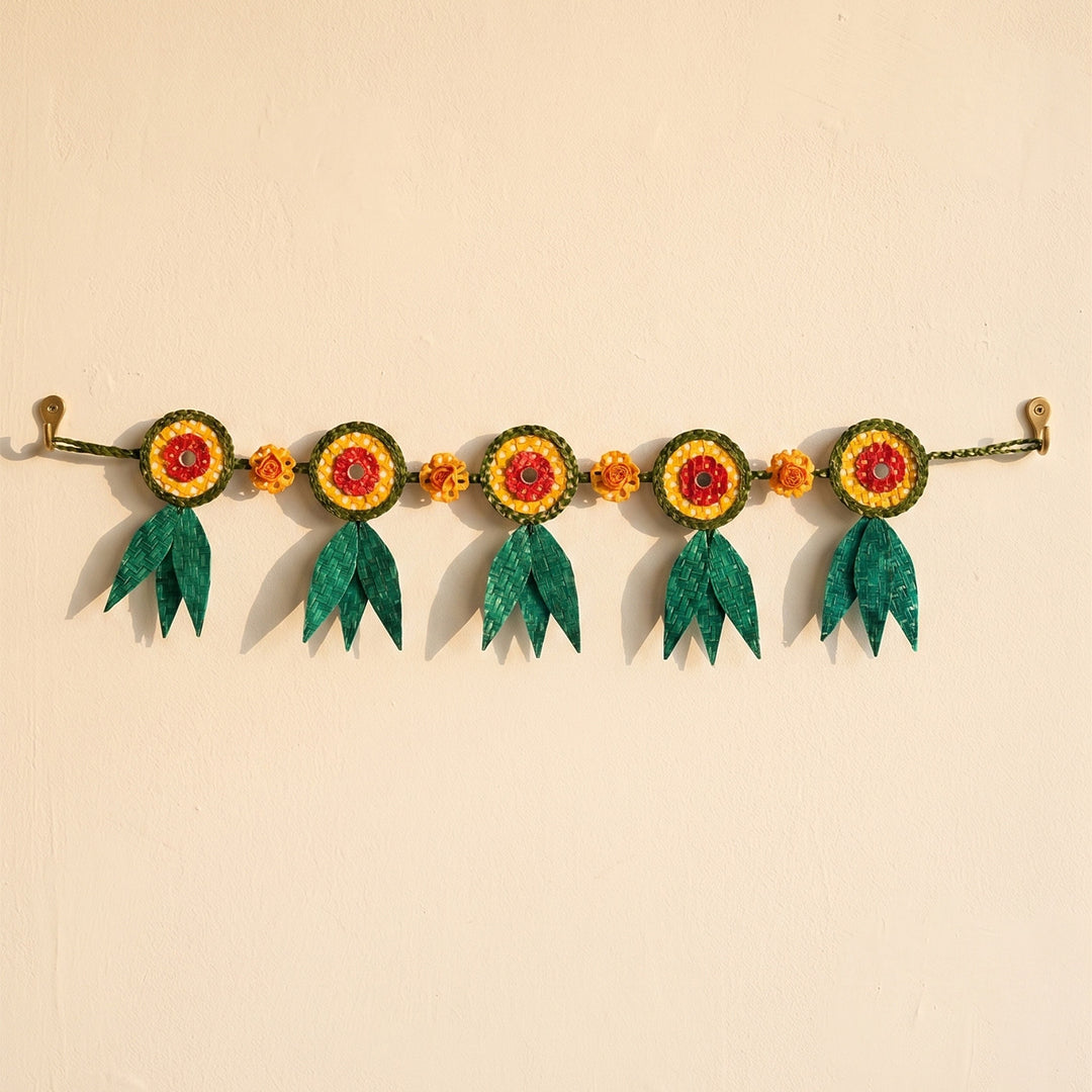 41 In | "Shubh" Handcrafted Mango Leaf Bamboo Toran For Festive Decor