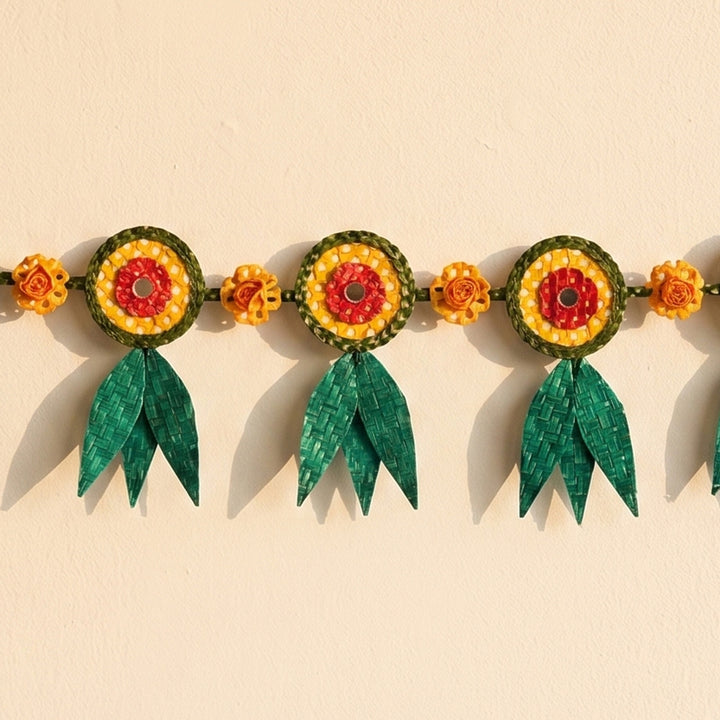 41 In | "Shubh" Handcrafted Mango Leaf Bamboo Toran For Festive Decor