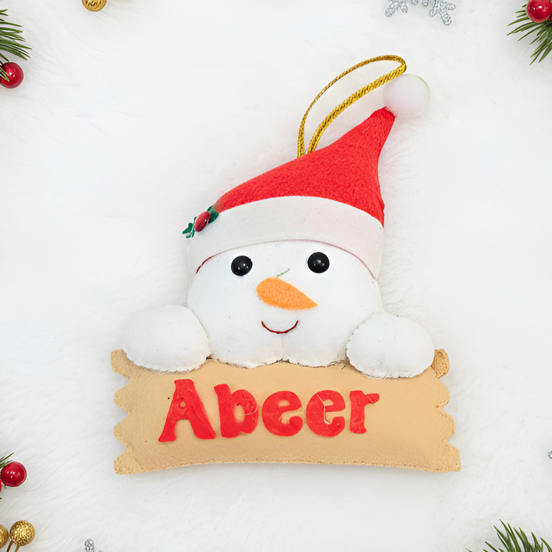 Personalized Snowman Felt Ornament For Christmas Tree Decoration