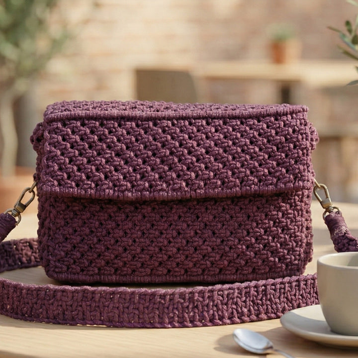 Hand-Knotted Macrame A Boxy Affair Sling Bag