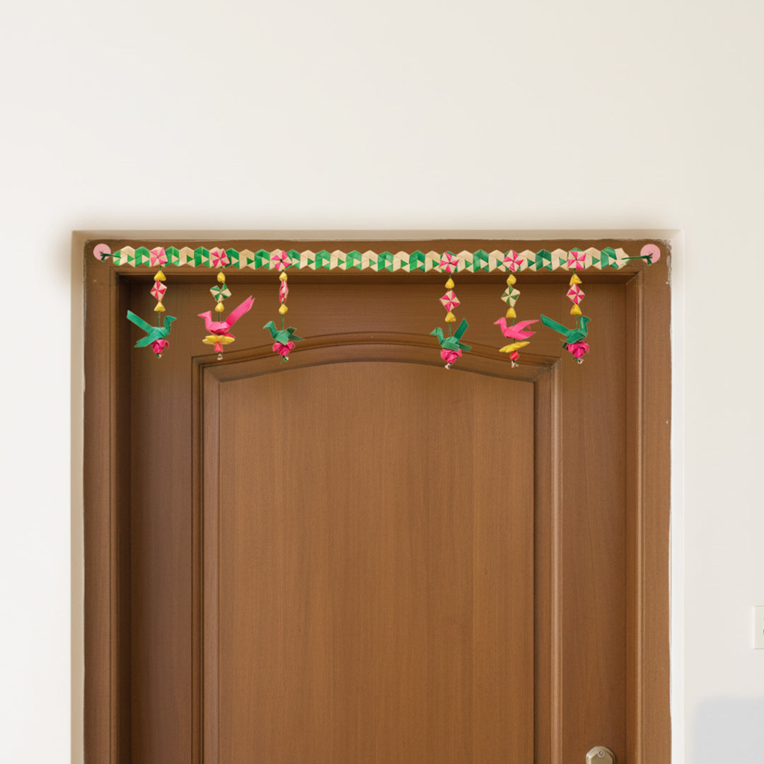 48 In | Handmade Diwali Decor Palm Leaf Parrot Toran
