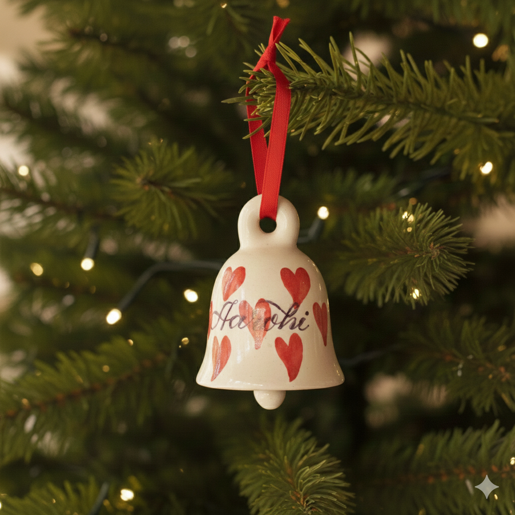 Personalized Hand Painted Ceramic Bell Christmas Ornament
