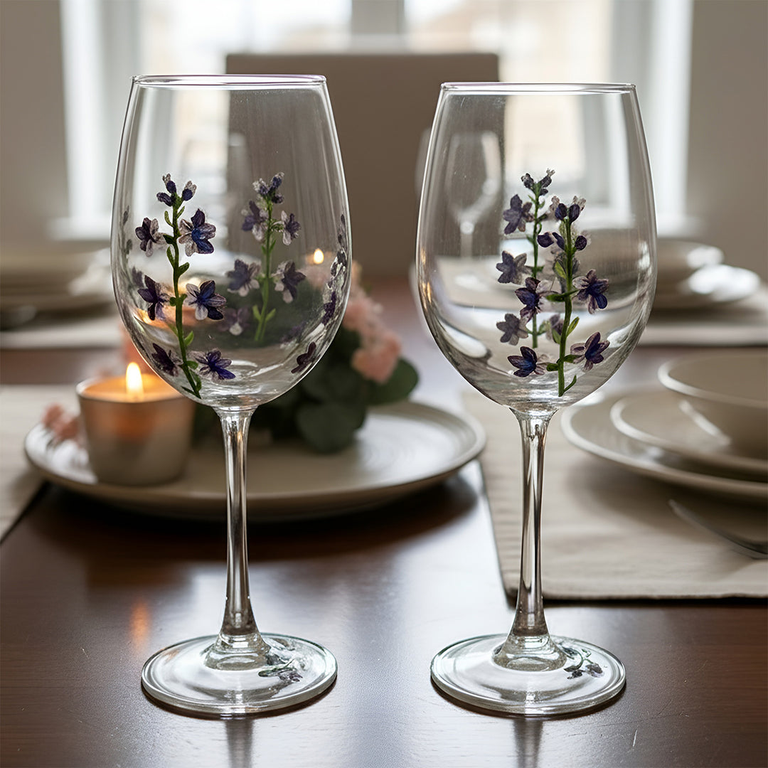 Hand-Painted Lavender Love Wine Glass