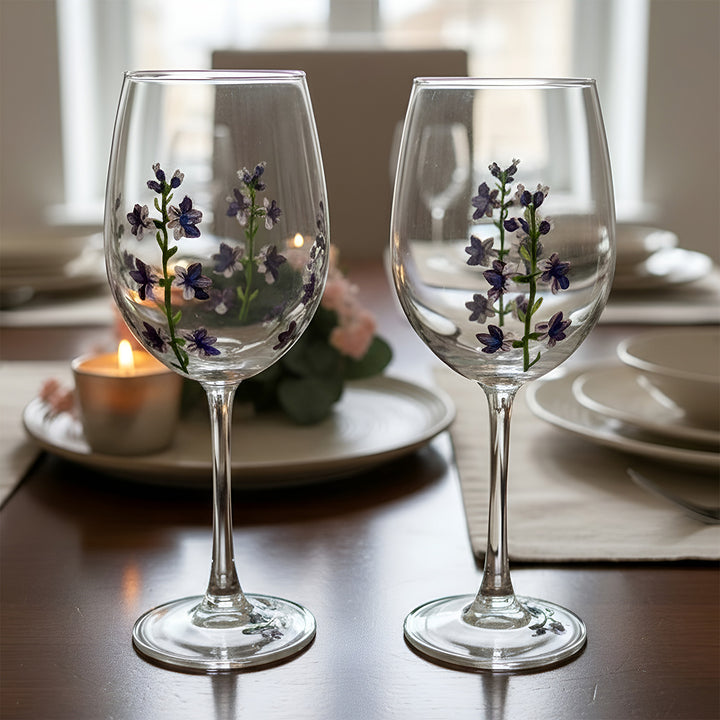 Hand-Painted Lavender Love Wine Glass