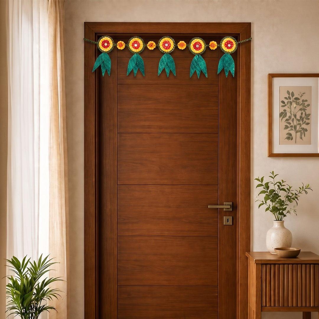 41 In | "Shubh" Handcrafted Mango Leaf Bamboo Toran For Festive Decor