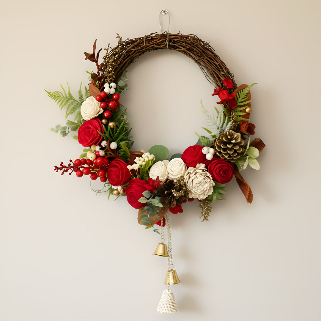 Handmade Holly Molly Shola Flower Wreath For Christmas Decoration