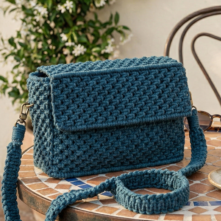 Hand-Knotted Macrame A Boxy Affair Sling Bag